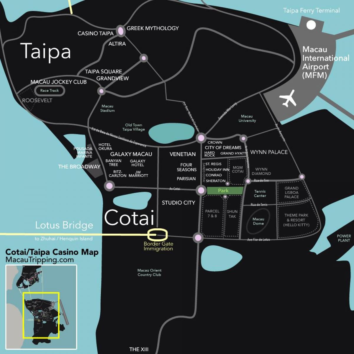 mapa de cotai em Macau