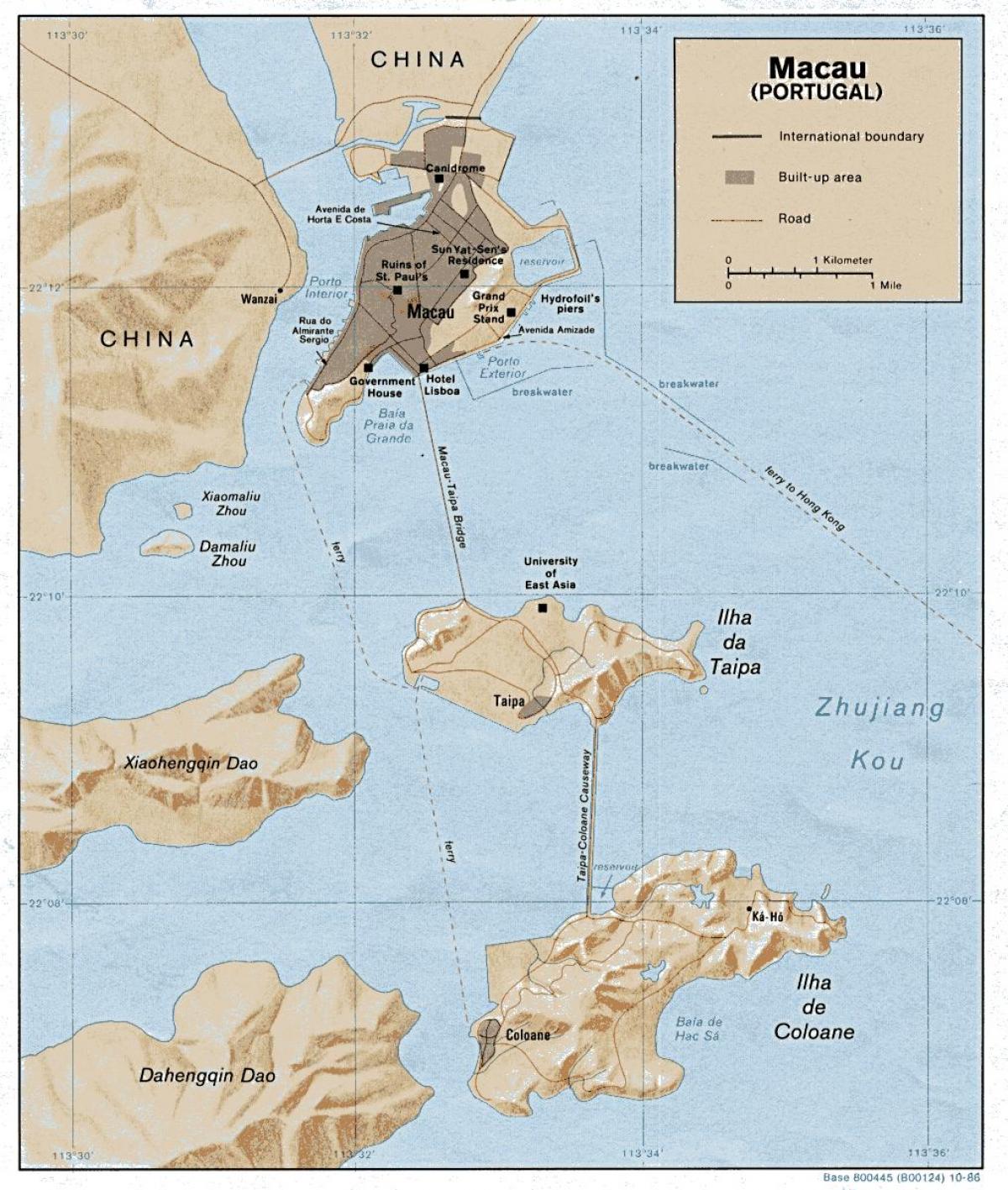 mapa de Macau, cidade velha