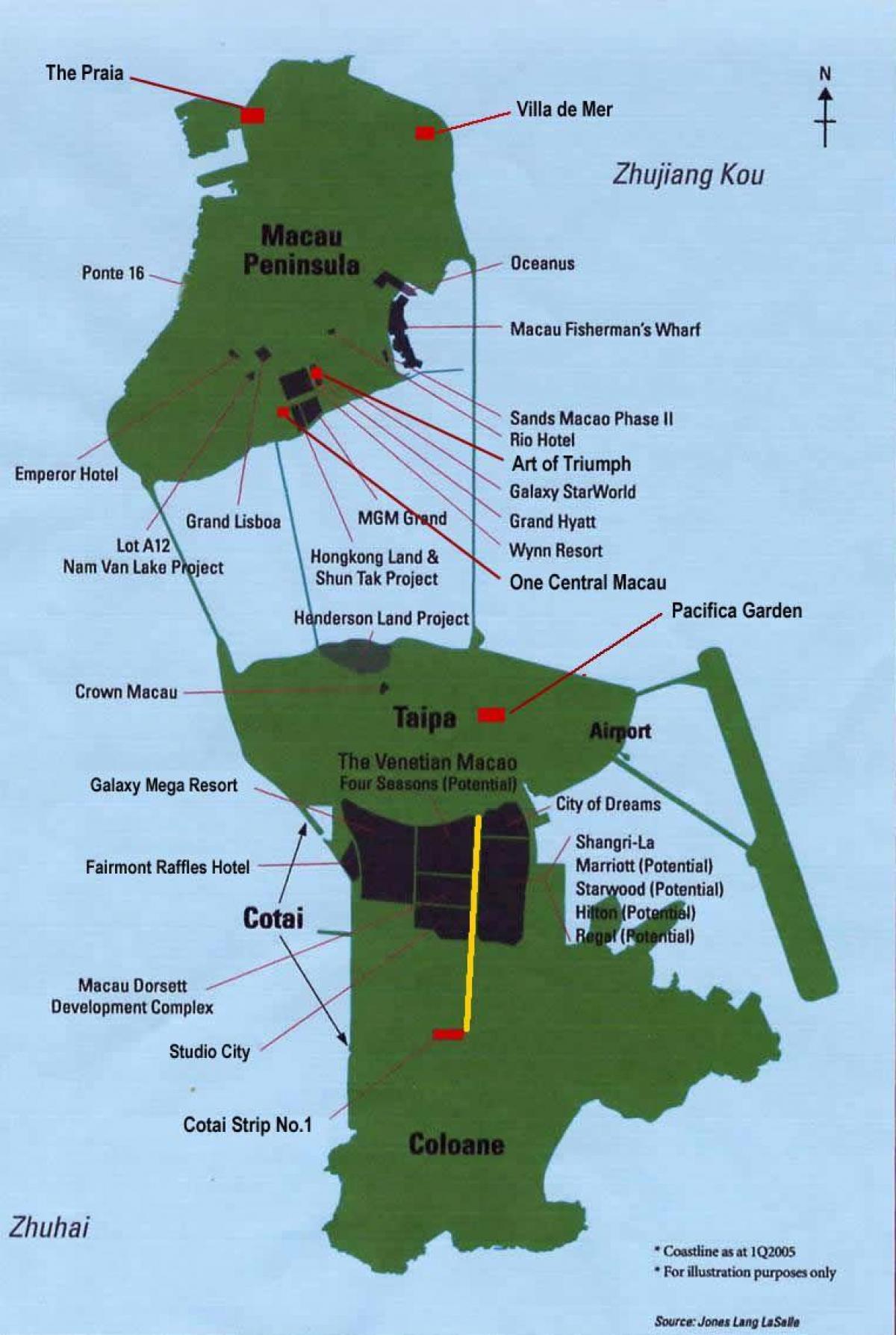mapa de Macau, casino localização