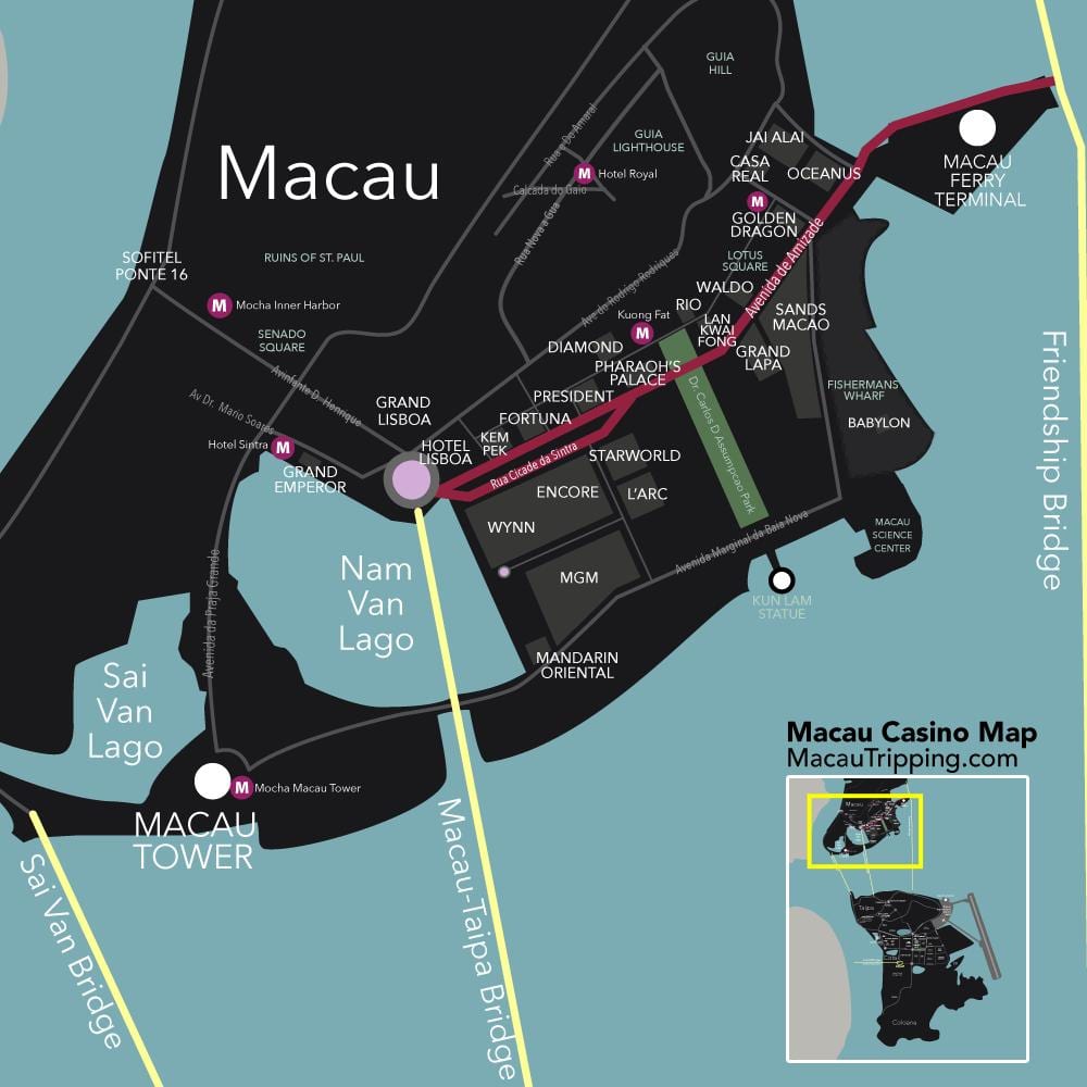 casinos de Macau mapa