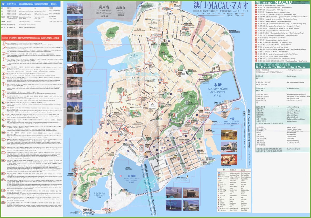 Macau, rota de ônibus mapa