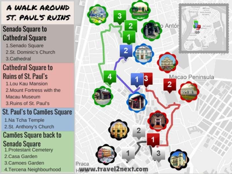 Macau mapa andando