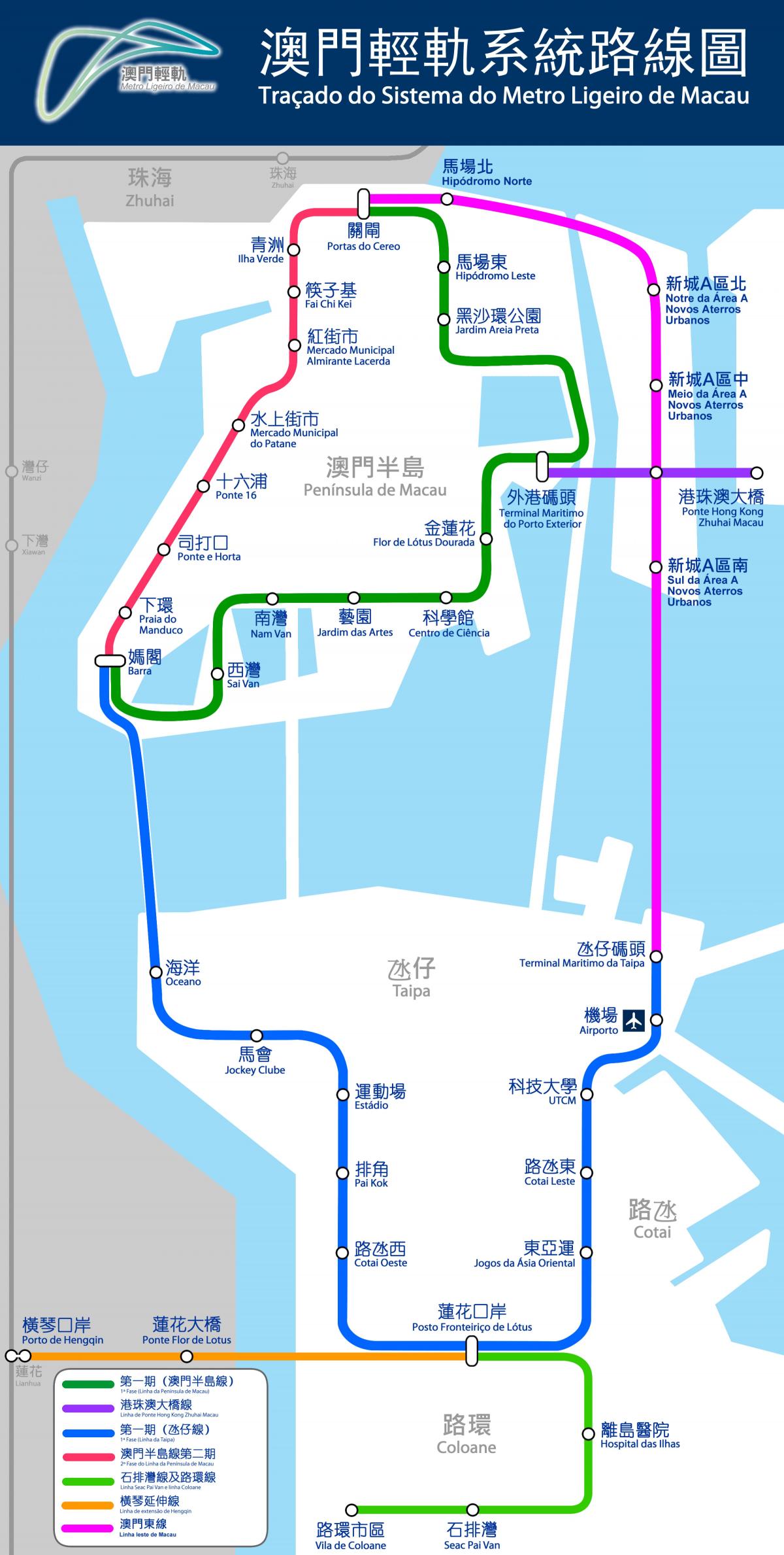 mapa de Macau trem