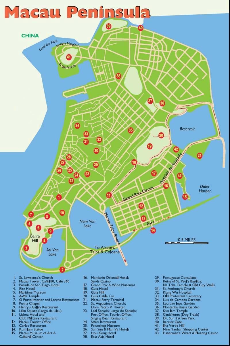 Macau pontos turísticos mapa